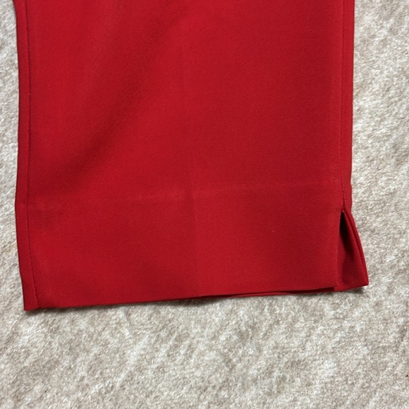 14 MK Red Cropped Michael Kors Pants gold Flat front smooth sleek - Picture 2 of 5